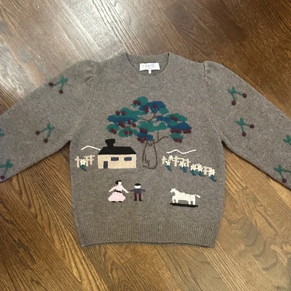 Sea New York Brown Sweater with Pastoral Embroidery - Picture 1 of 3